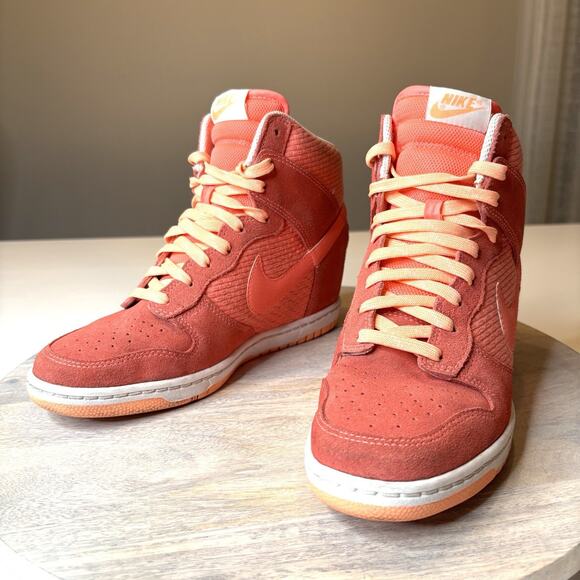Nike Women’s Dunk Sky Hi Wedge Sneakers Lava Glow/Sunset 644877-602 US Size 8.5 - Picture 1 of 8